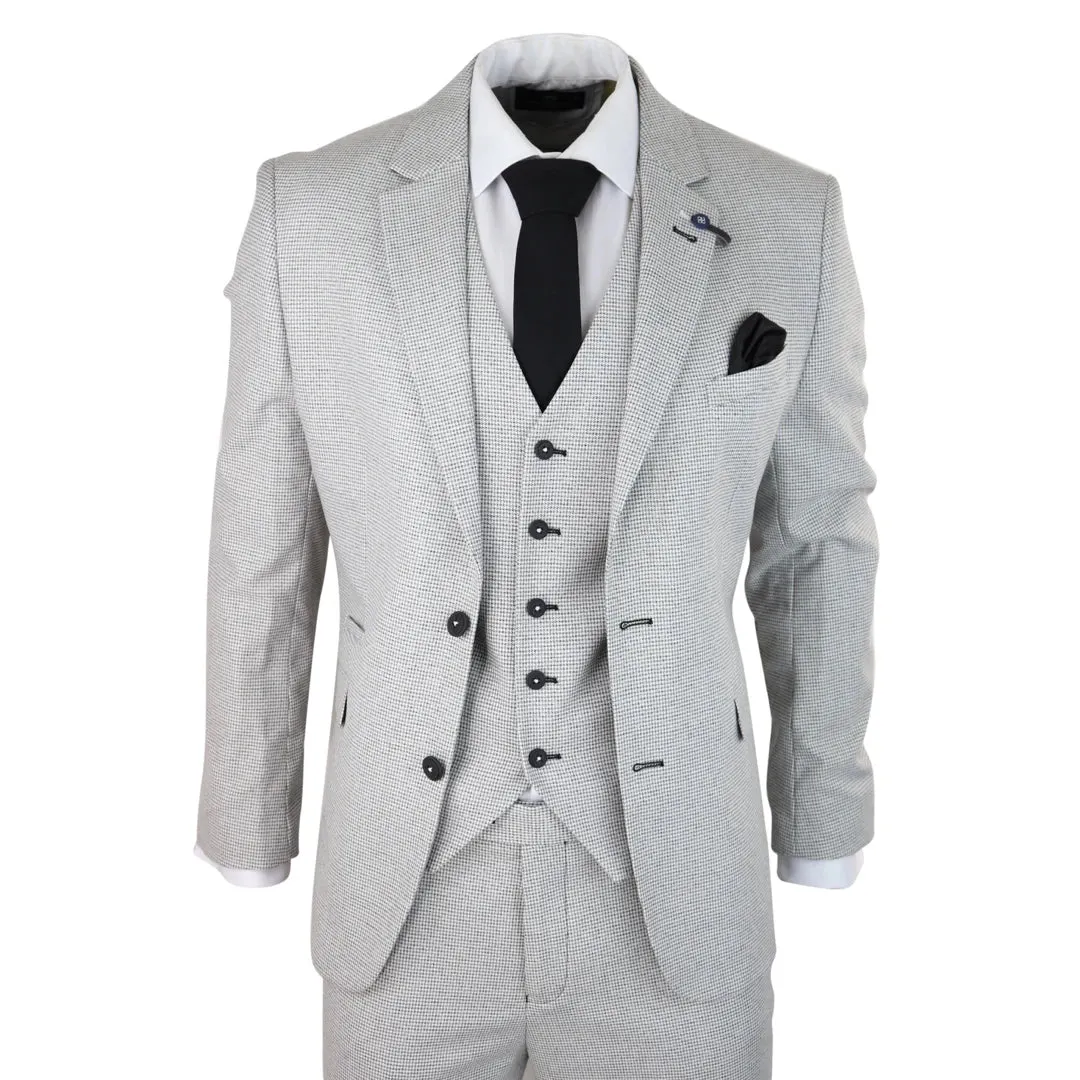 Kyoto - Men's 3 Piece Light Grey Black Check Suit Classic sold by Tru Clothing
