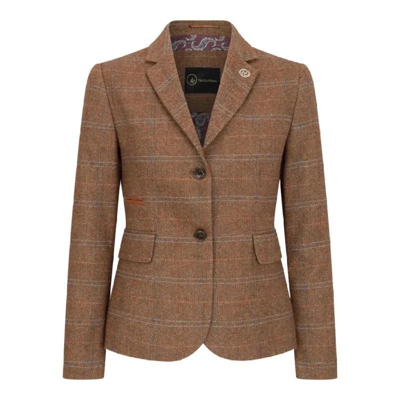 TPSTZ73 - Women's Oak Brown Tweed Blazer Waistcoat sold by Tru Clothing