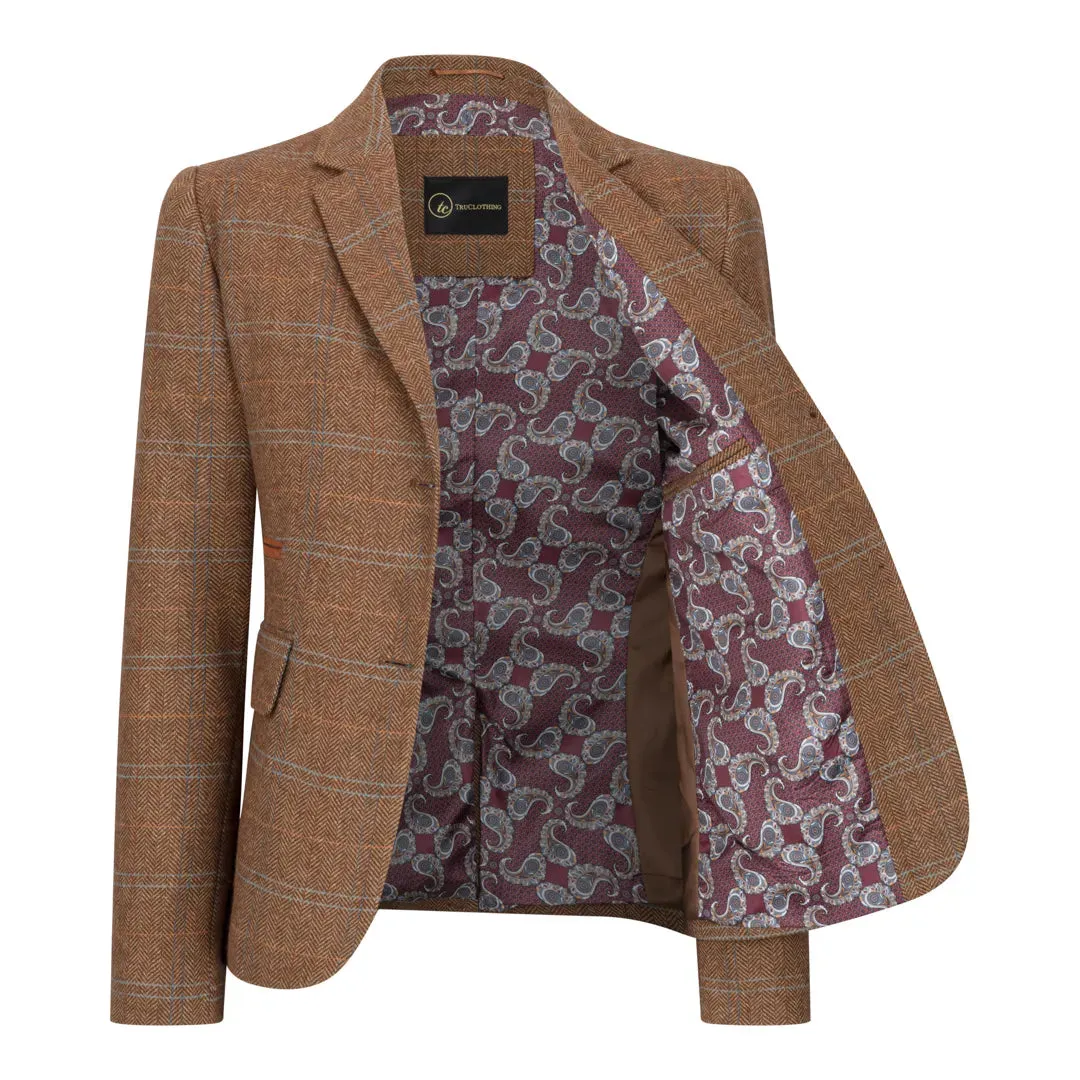 TPSTZ73 - Women's Oak Brown Tweed Blazer Waistcoat sold by Tru Clothing product image thumbnail 2
