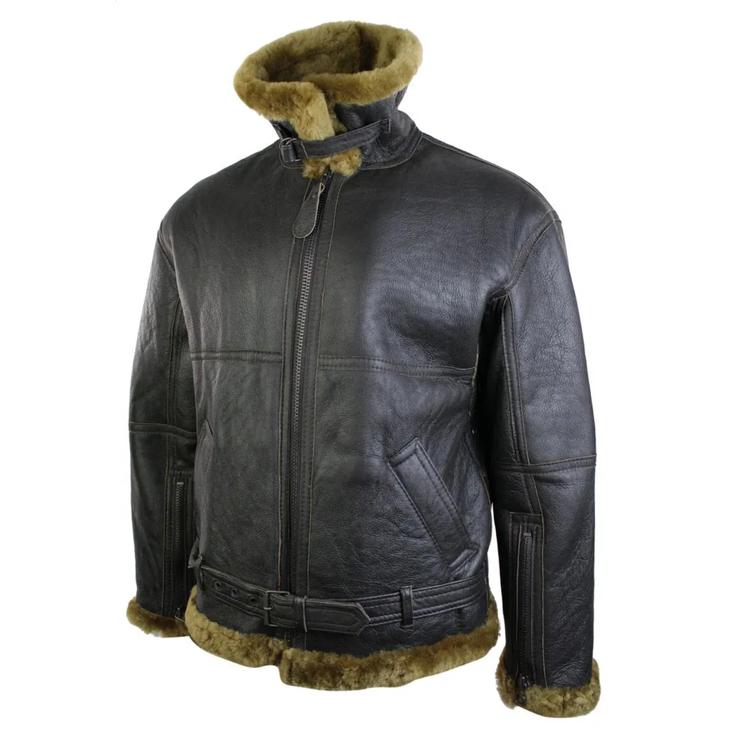 Men's Brown Original RAF Sheepskin Flying Pilot Jacket Classic Brown Ginger sold by Tru Clothing product image thumbnail 3