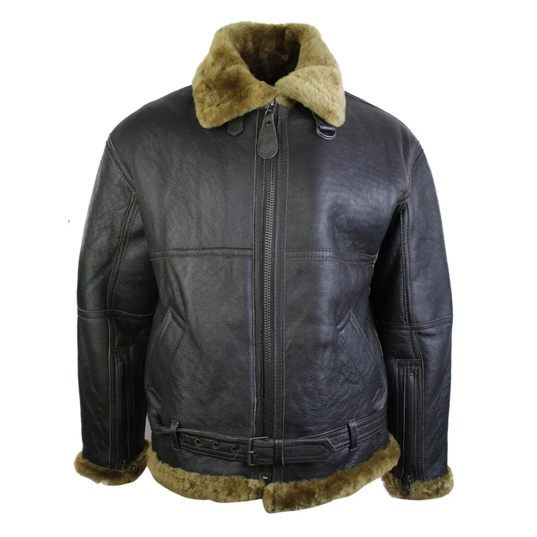 Men's Brown Original RAF Sheepskin Flying Pilot Jacket Classic Brown Ginger sold by Tru Clothing