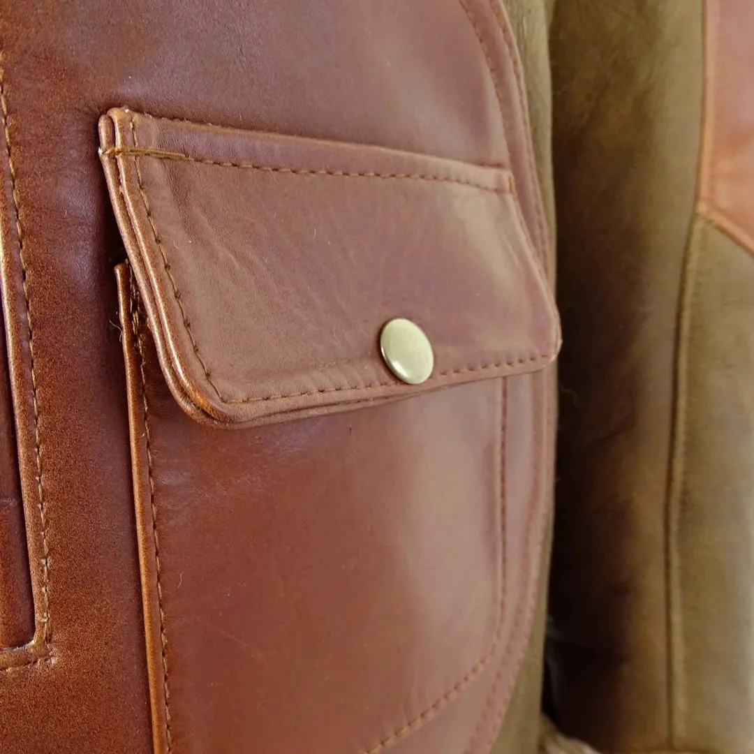 Men's Tan Sheepskin Cross Zip Flying Jacket Pilot Flight Ginger Belt sold by Tru Clothing product image thumbnail 5