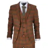 IM11 - Men's 3 Piece Brown Check Suit sold by Tru Clothing