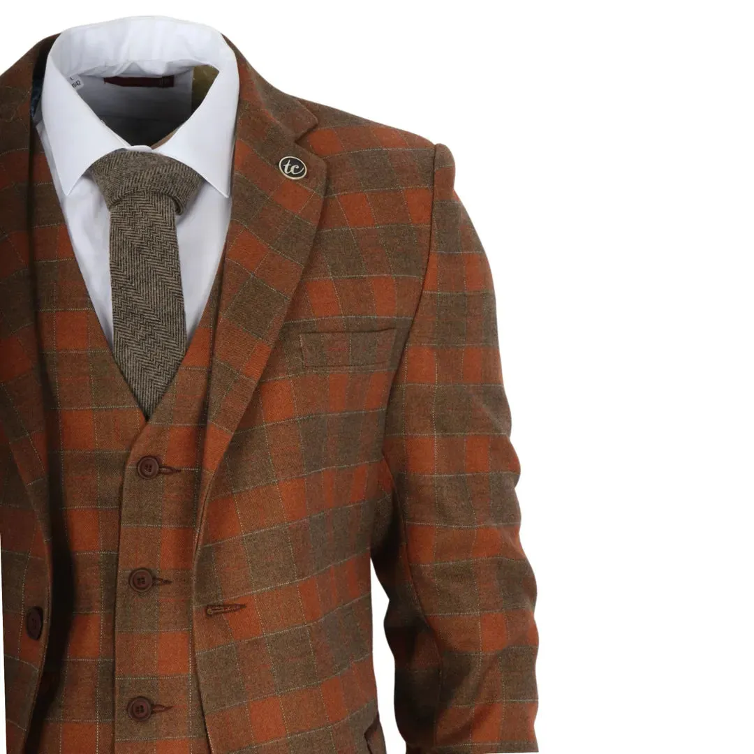 IM11 - Men's 3 Piece Brown Check Suit sold by Tru Clothing product image thumbnail 4