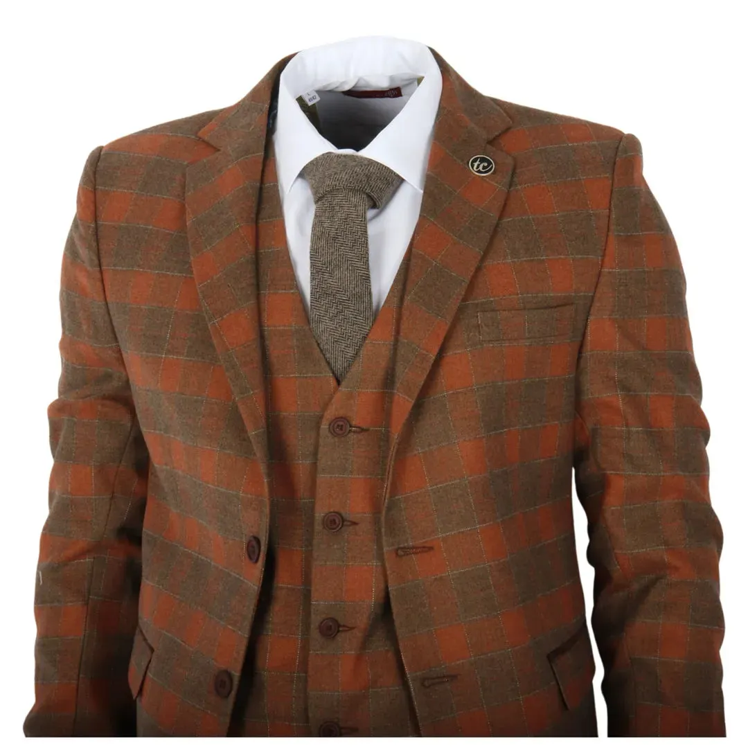IM11 - Men's 3 Piece Brown Check Suit sold by Tru Clothing product image thumbnail 3