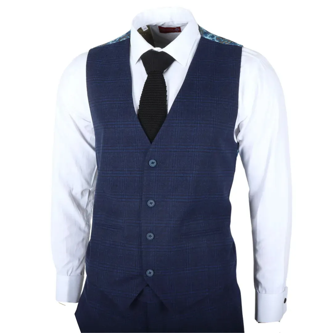 IM10 - Men's 3 Piece Navy Blue Check Suit sold by Tru Clothing product image thumbnail 5