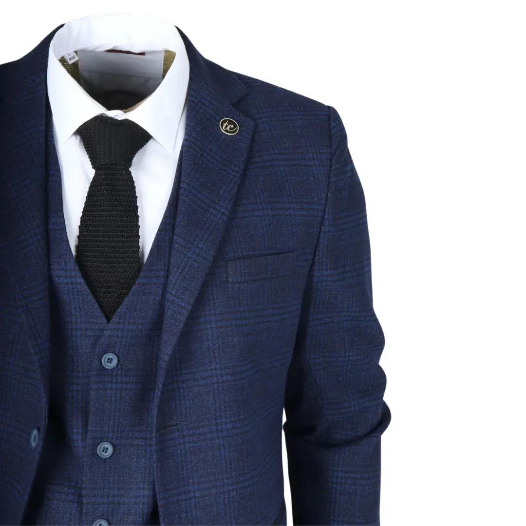 IM10 - Men's 3 Piece Navy Blue Check Suit sold by Tru Clothing product image thumbnail 4