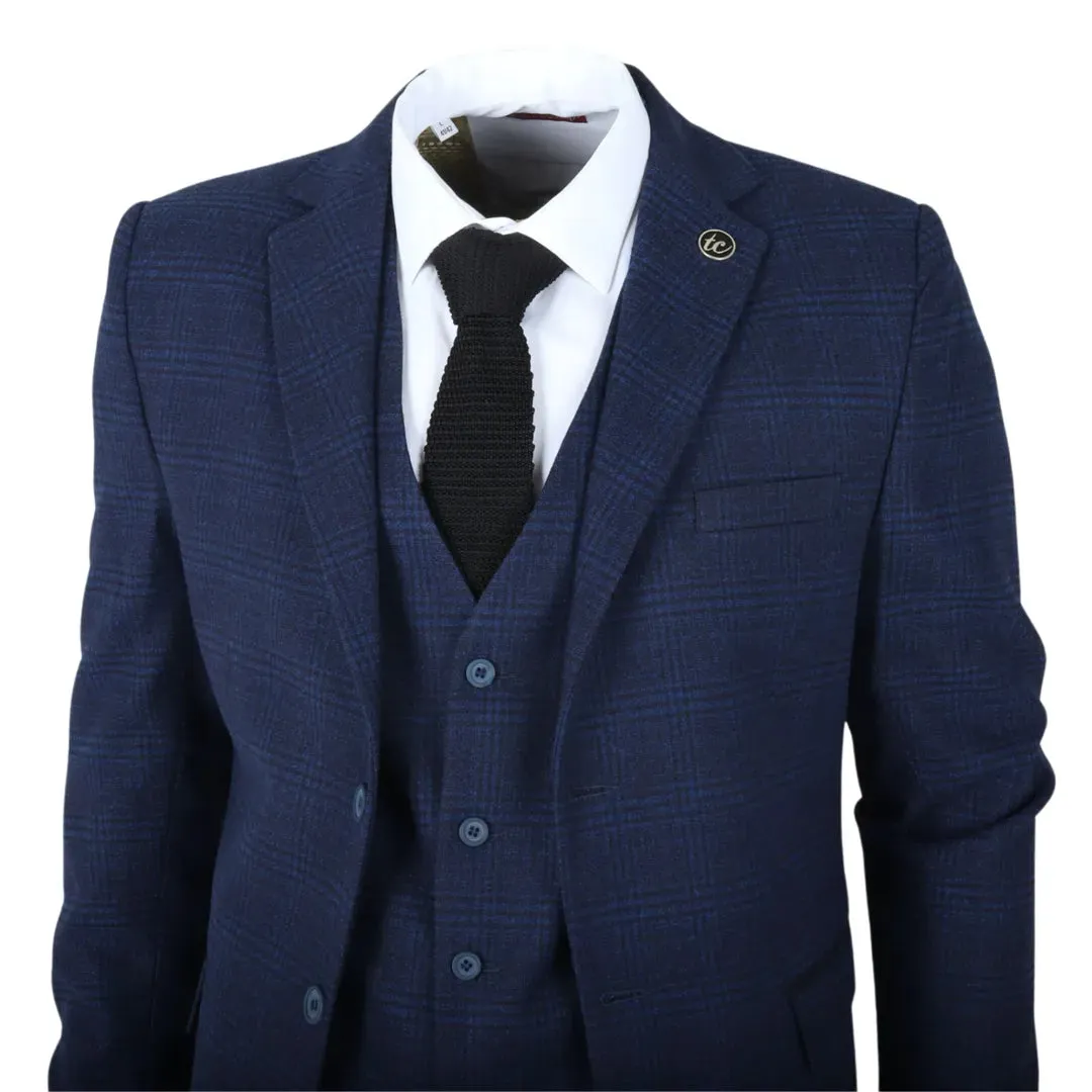 IM10 - Men's 3 Piece Navy Blue Check Suit sold by Tru Clothing product image thumbnail 3