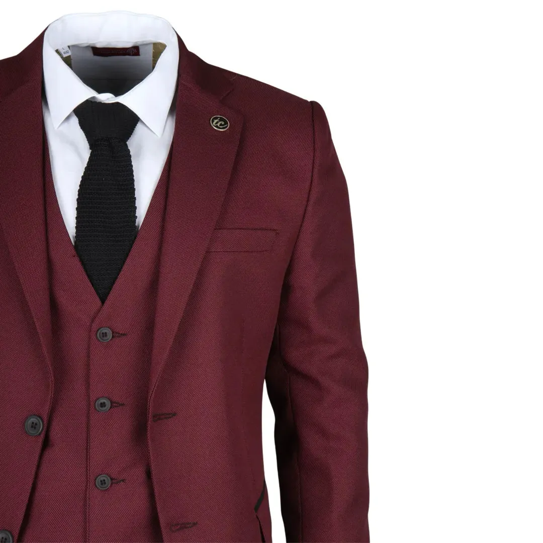 IM09 - Men's 3 Piece Burgundy Classic Suit sold by Tru Clothing product image thumbnail 4