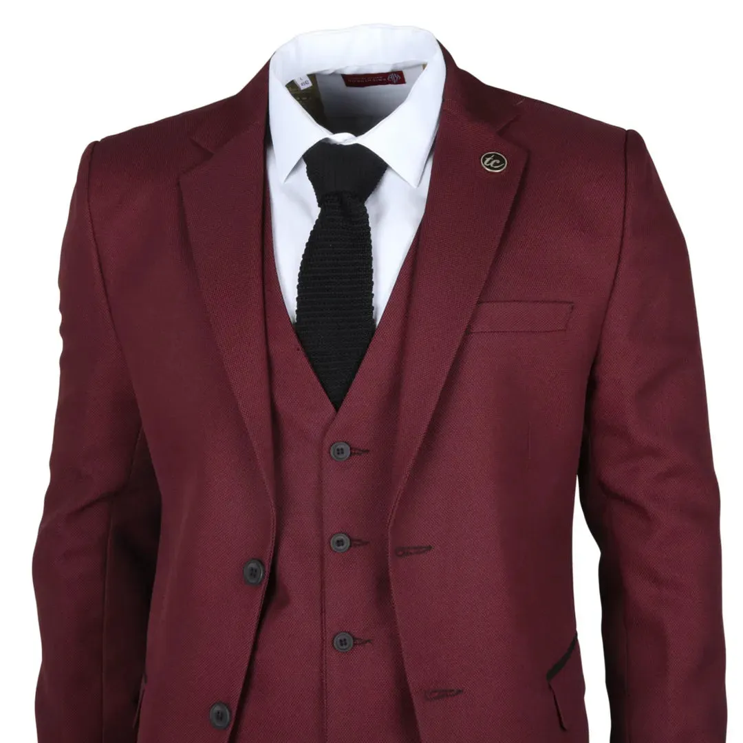 IM09 - Men's 3 Piece Burgundy Classic Suit sold by Tru Clothing product image thumbnail 3