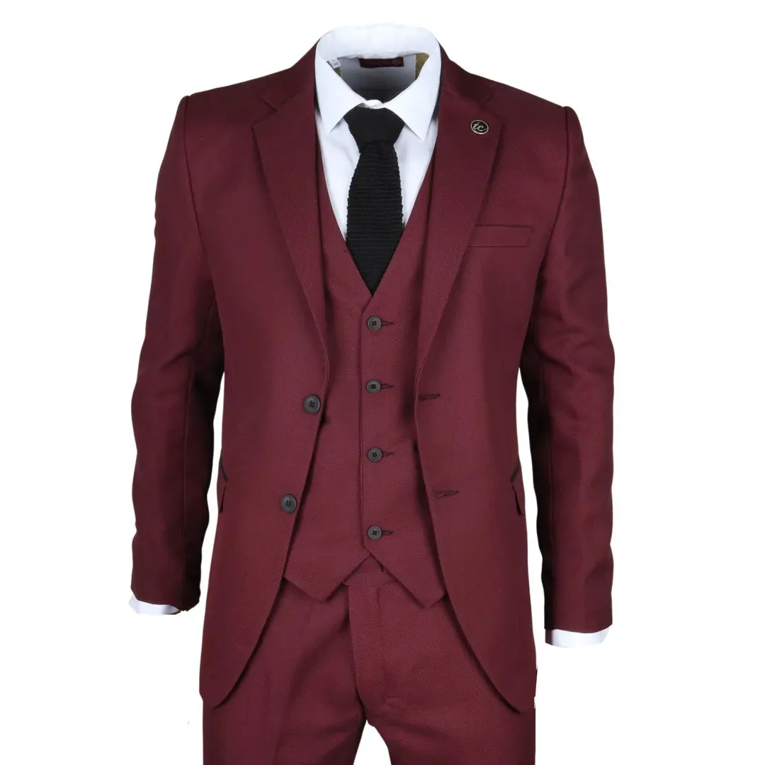 IM09 - Men's 3 Piece Burgundy Classic Suit sold by Tru Clothing