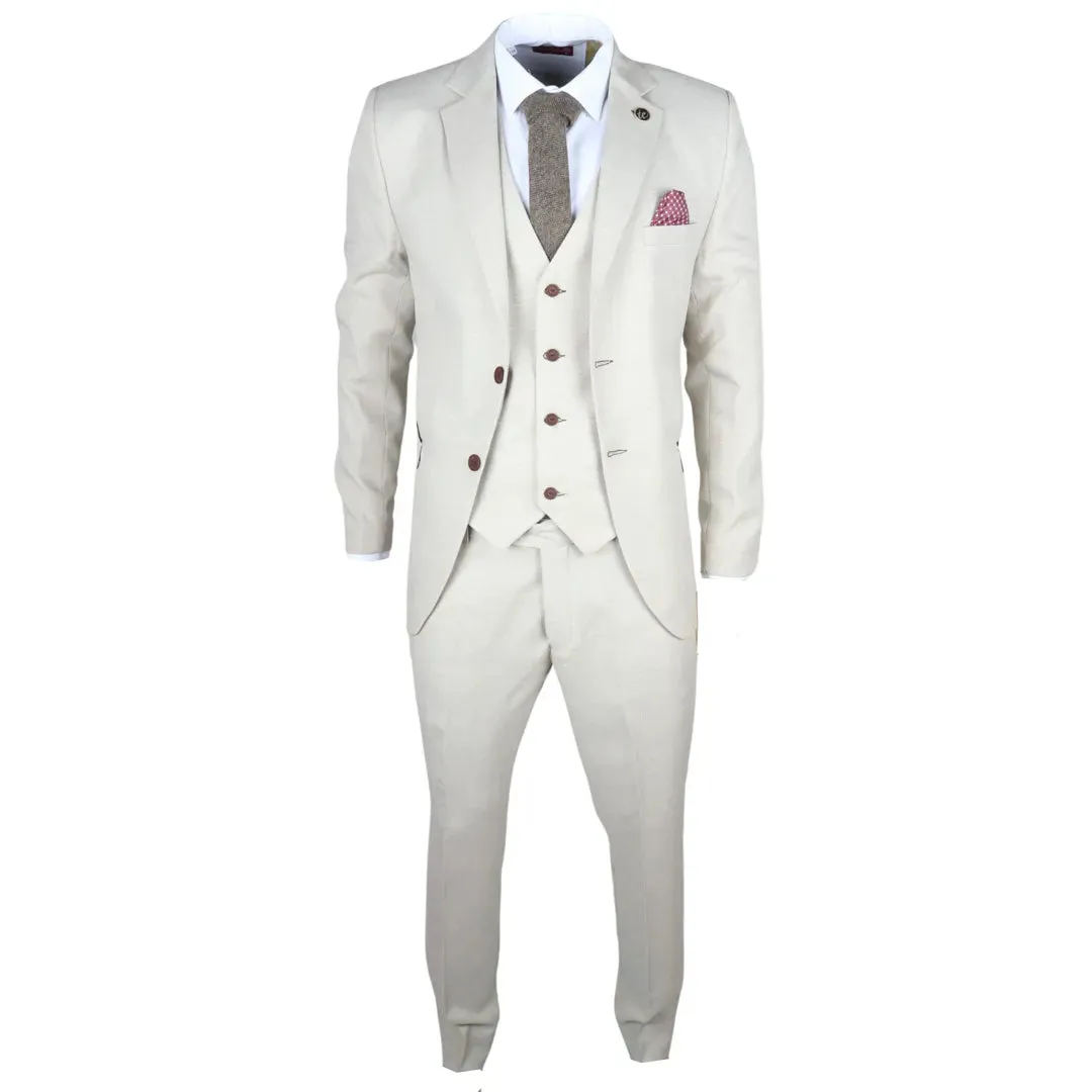 IM05 - Men's 3 Piece Cream Classic Wedding Suit sold by Tru Clothing product image thumbnail 2