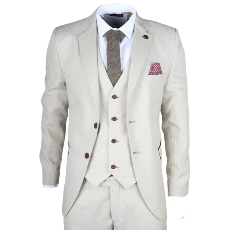 IM05 - Men's 3 Piece Cream Classic Wedding Suit sold by Tru Clothing