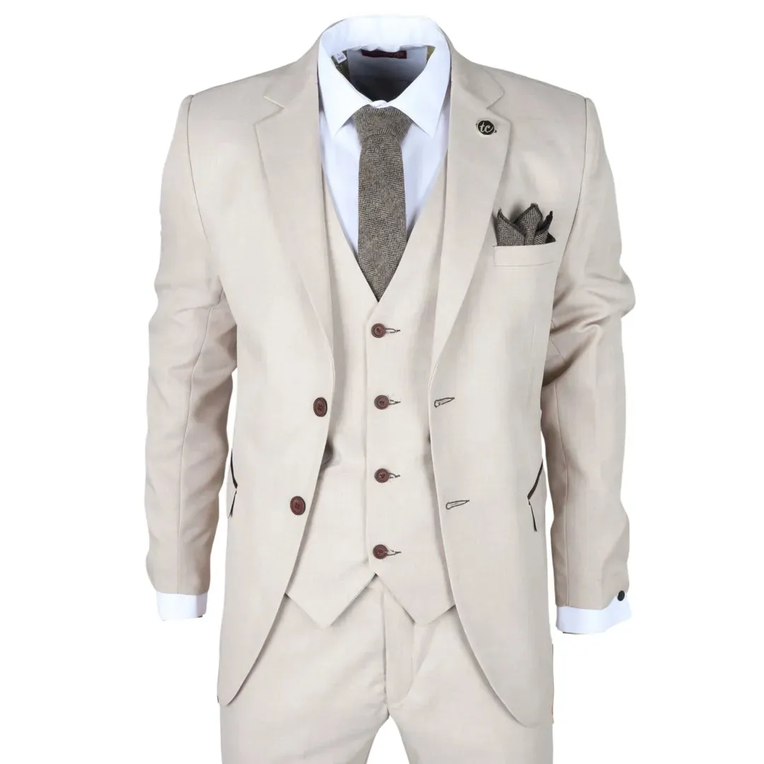 IM04 - Men's Beige 3 Piece Tailored Fit Wedding Suit sold by Tru Clothing