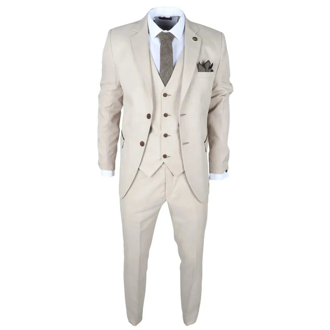 IM04 - Men's Beige 3 Piece Tailored Fit Wedding Suit sold by Tru Clothing product image thumbnail 2