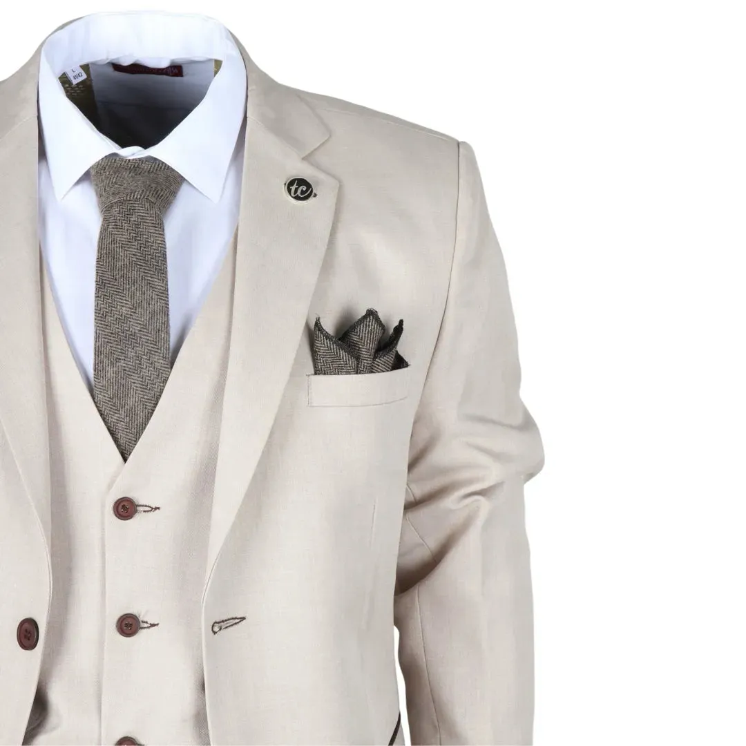 IM04 - Men's Beige 3 Piece Tailored Fit Wedding Suit sold by Tru Clothing product image thumbnail 4
