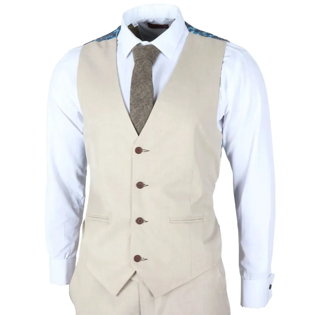 IM04 - Men's Beige 3 Piece Tailored Fit Wedding Suit sold by Tru Clothing product image thumbnail 5