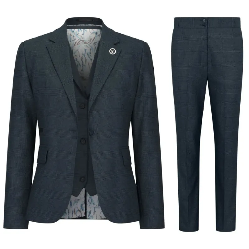 TPW53 - Women's Green 3 Piece Prince Of Wales Check Suit sold by Tru Clothing