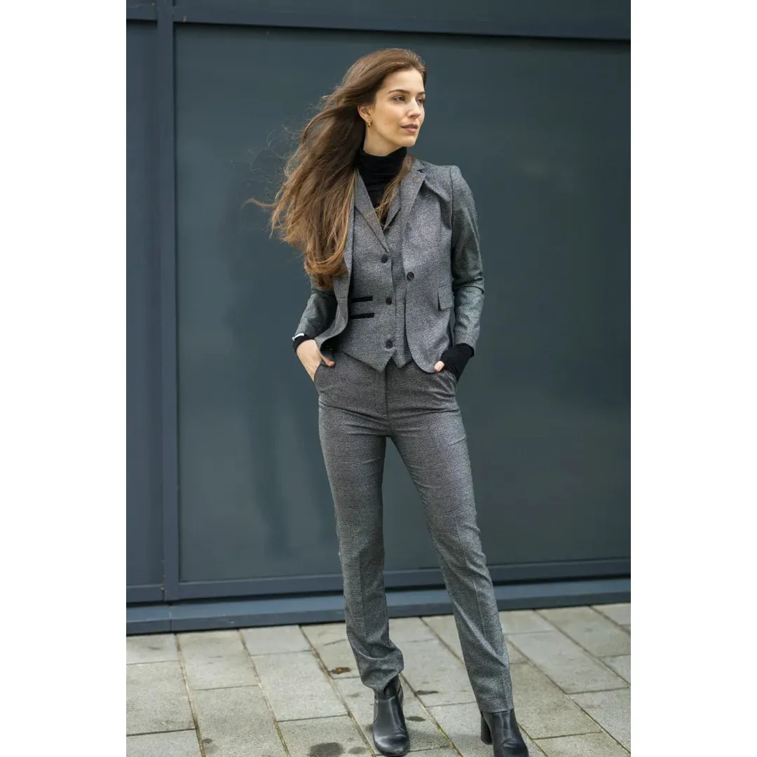 TPW51 - Women's Grey 3 Piece Prince Of Wales Check Suit sold by Tru Clothing product image thumbnail 2