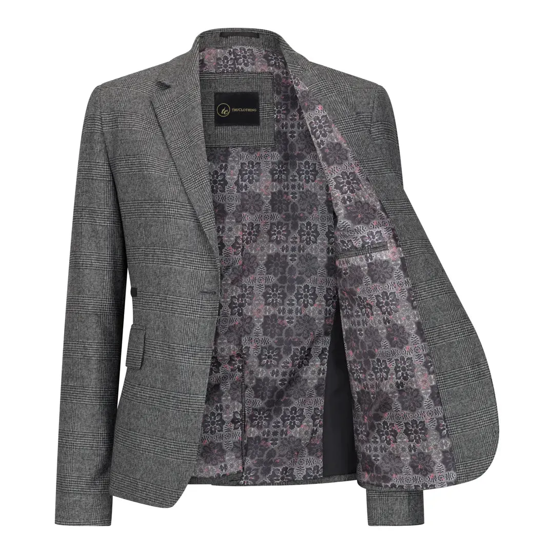 TPW51 - Women's Grey 3 Piece Prince Of Wales Check Suit sold by Tru Clothing product image thumbnail 4