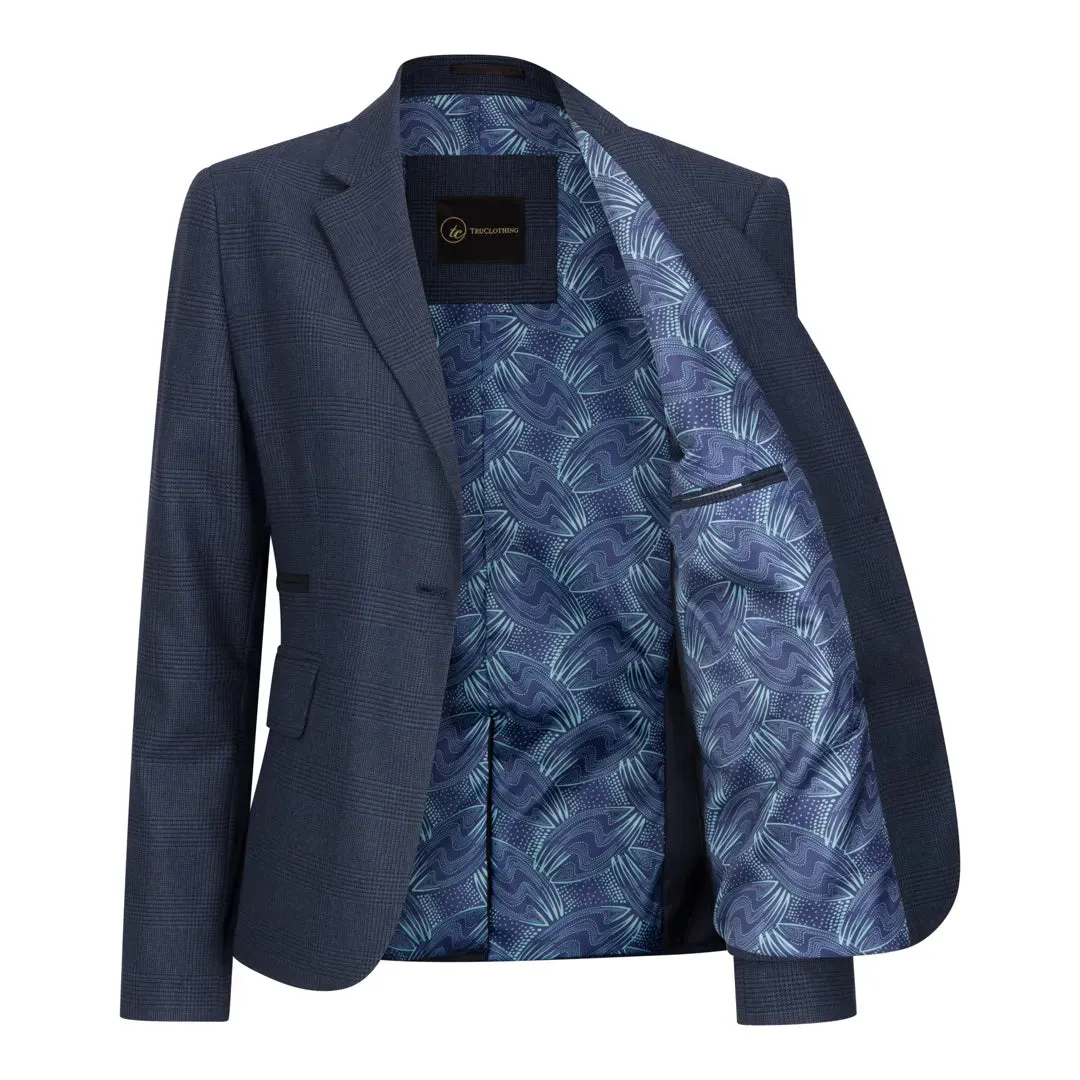 TPW52 - Women's Navy 3 Piece Prince Of Wales Check Suit sold by Tru Clothing product image thumbnail 4