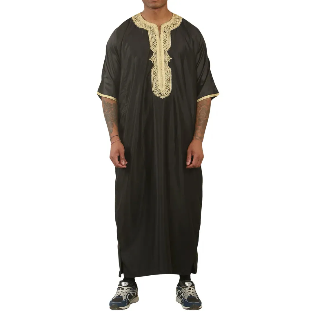 GG008 - Men's Moroccan Thobe Short Sleeve Gandoura sold by Tru Clothing