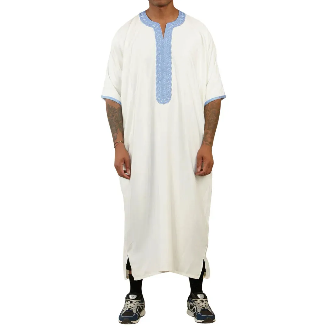 GG002 - Men's Moroccan Thobe Short Sleeve Gandoura sold by Tru Clothing
