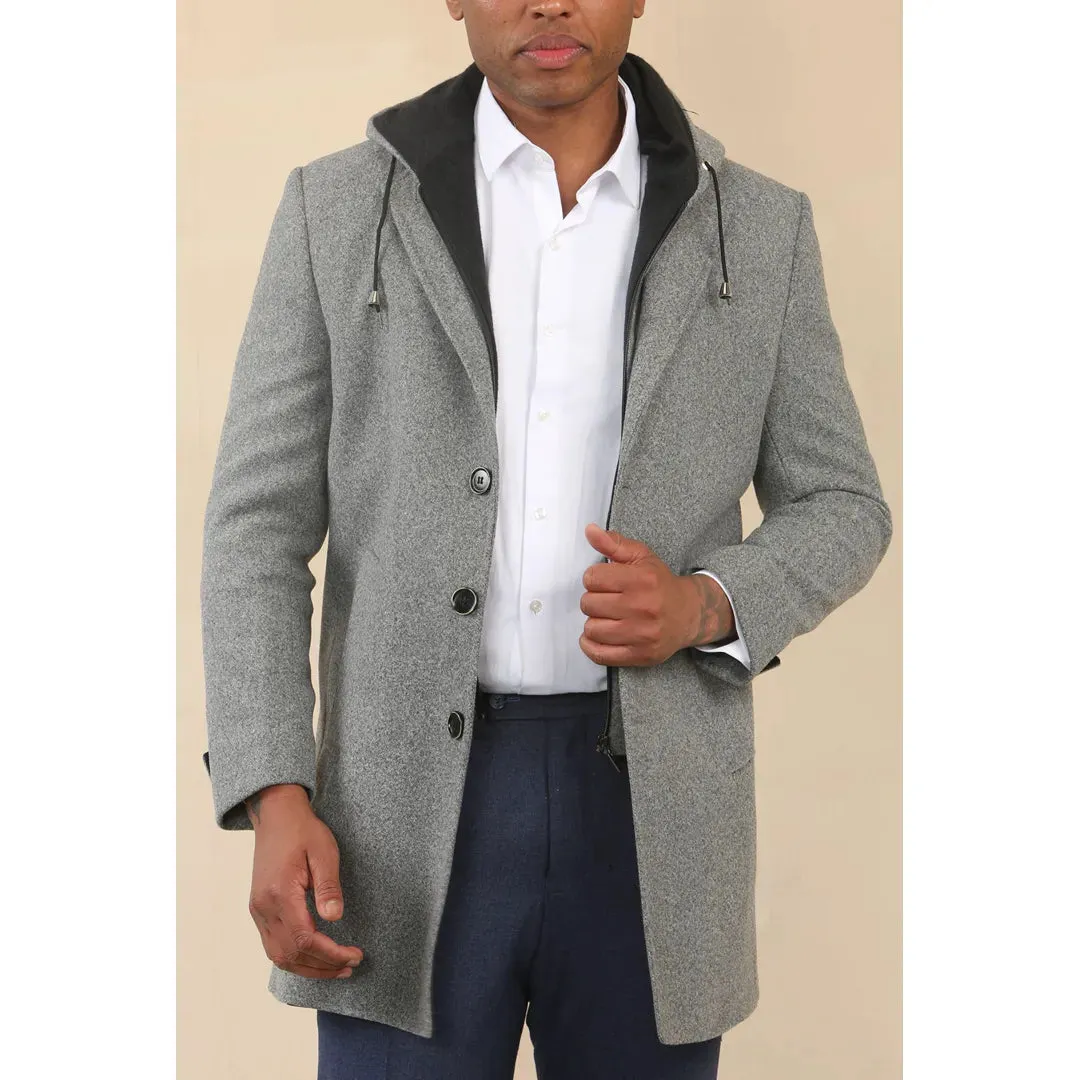 Men's Hooded Wool Blend Classic Overcoat sold by Tru Clothing product image thumbnail 4