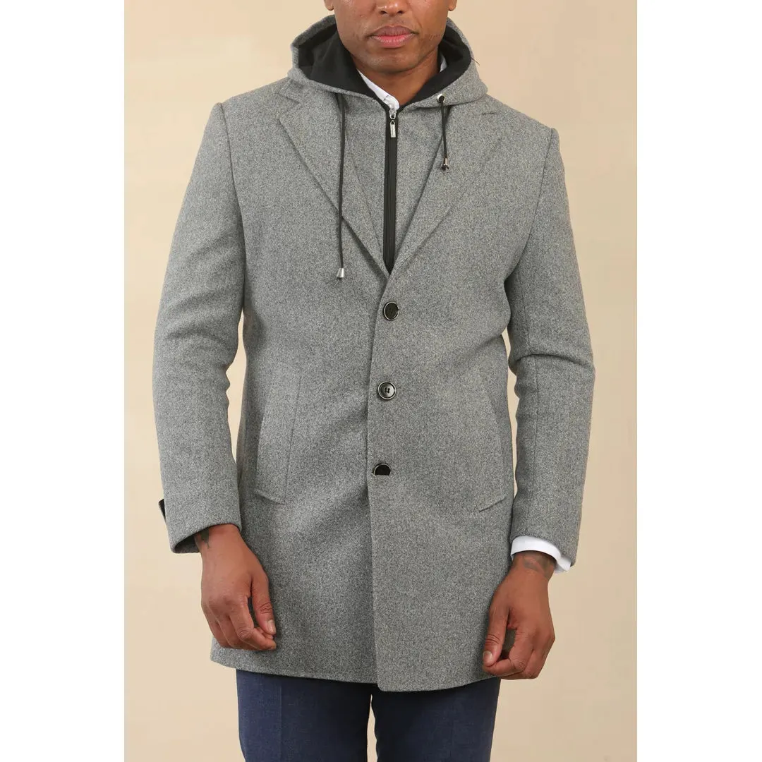 Men's Hooded Wool Blend Classic Overcoat sold by Tru Clothing product image thumbnail 5