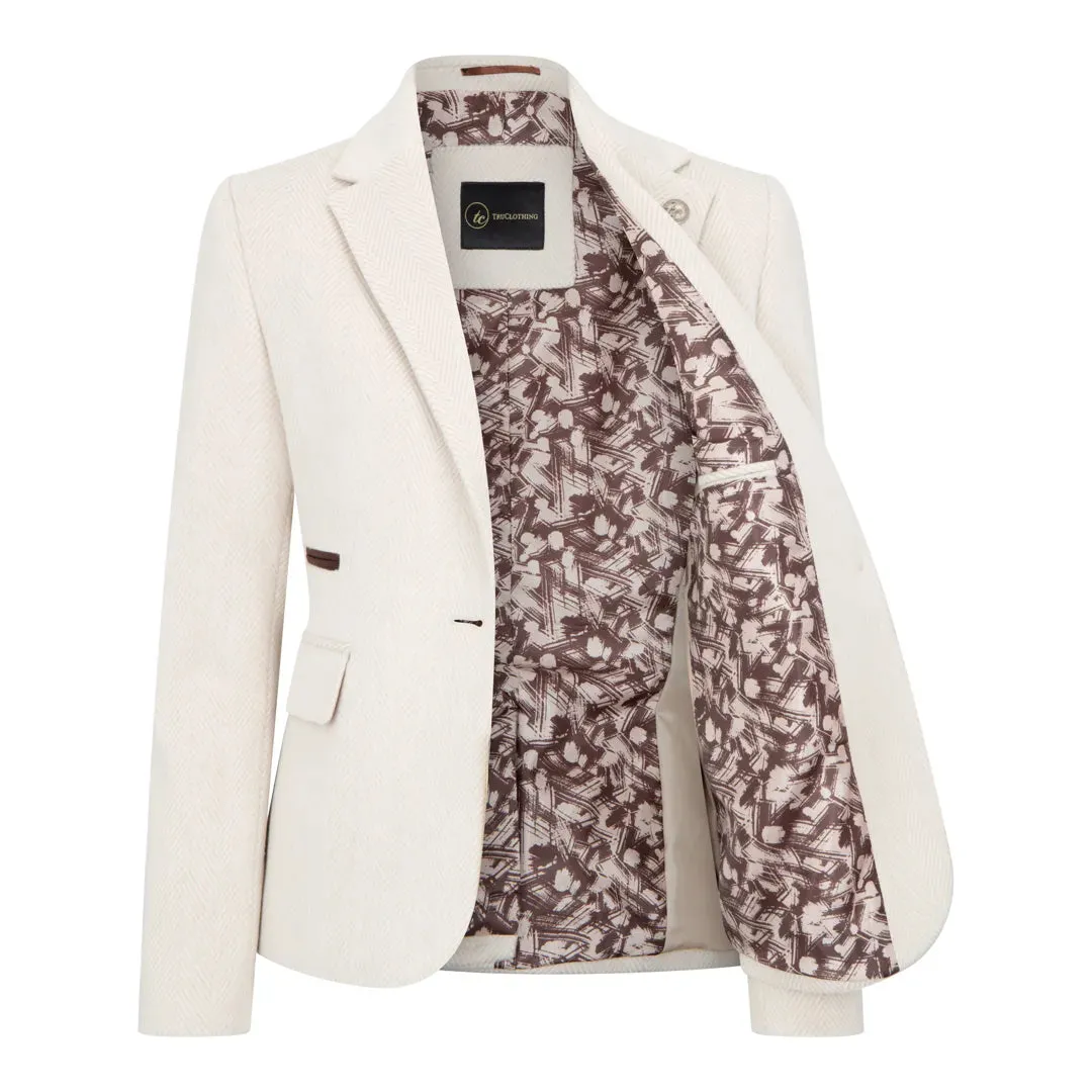 WSN15 - Women's Cream Wool Blend Tweed Blazer Waistcoat sold by Tru Clothing product image thumbnail 4