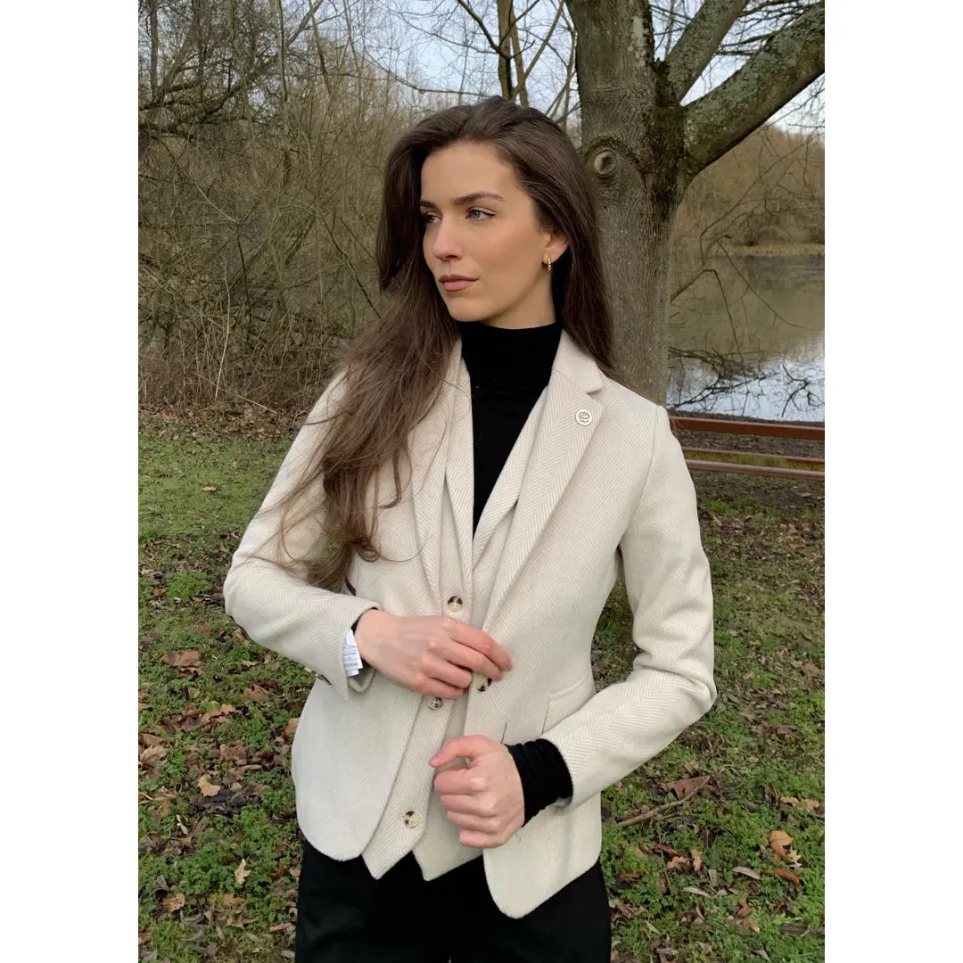 WSN15 - Women's Cream Wool Blend Tweed Blazer Waistcoat sold by Tru Clothing product image thumbnail 2