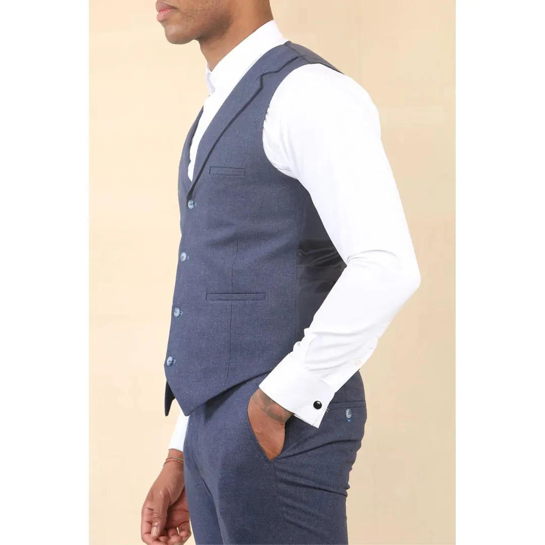 TP-24 - Men's Navy 3 Piece Linen Summer Wedding Suit sold by Tru Clothing product image thumbnail 5