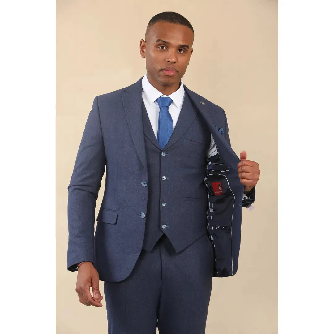 TP-24 - Men's Navy 3 Piece Linen Summer Wedding Suit sold by Tru Clothing product image thumbnail 2