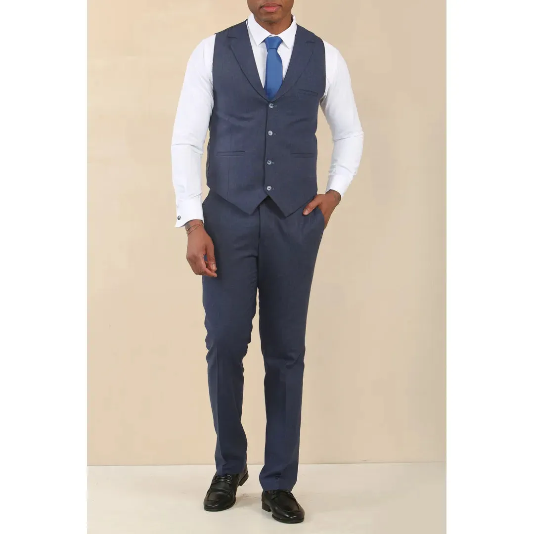 TP-24 - Men's Navy 3 Piece Linen Summer Wedding Suit sold by Tru Clothing product image thumbnail 4