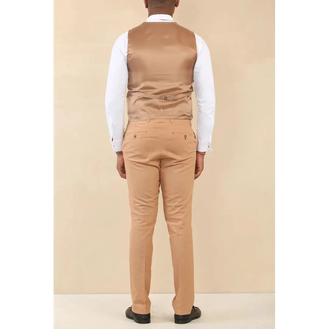 TP-23 - Men's Camel 3 Piece Linen Summer Wedding Suit sold by Tru Clothing product image thumbnail 5
