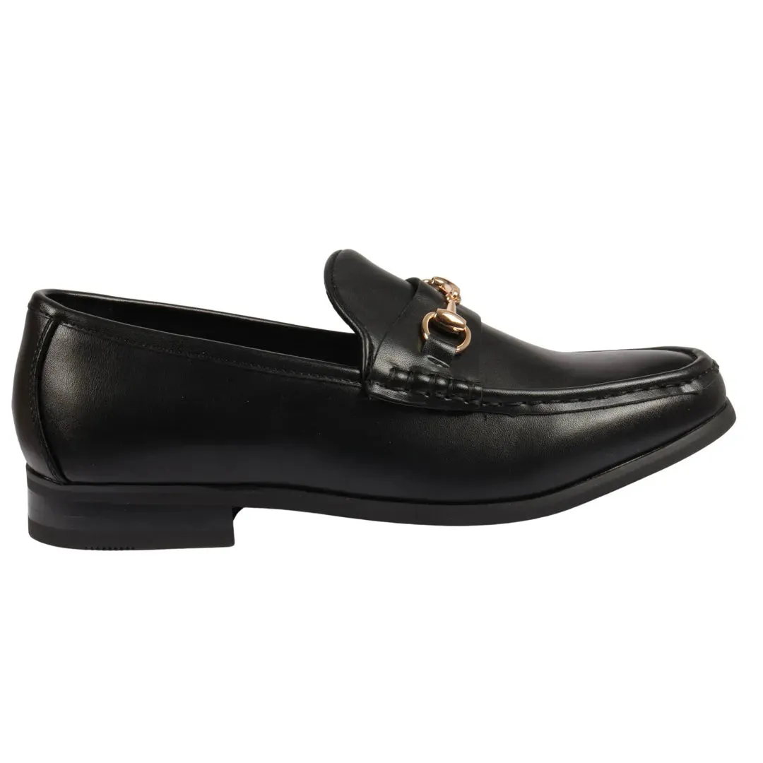 Men's Leather Lined Slip On Gold Buckle Loafers sold by Tru Clothing