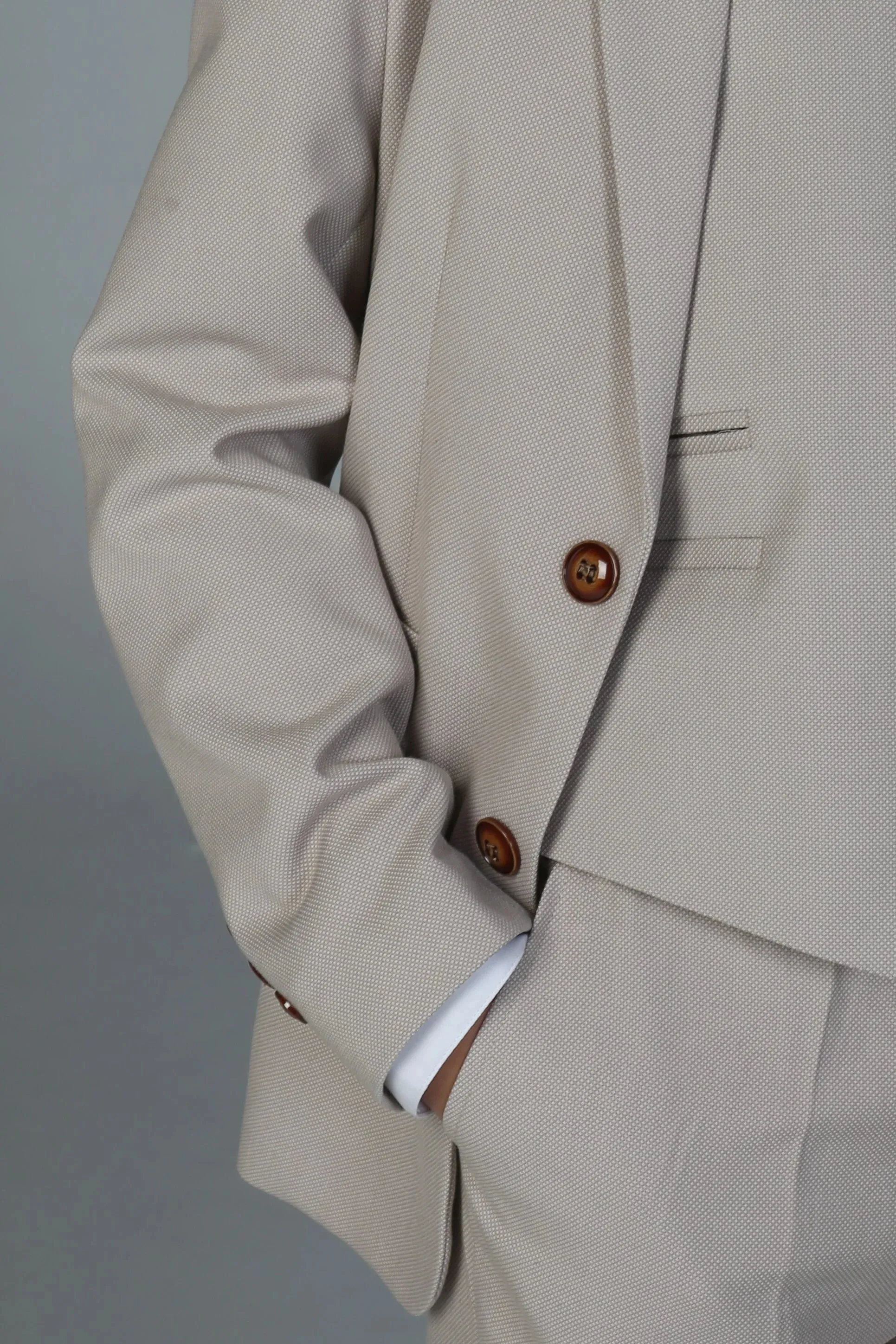 Mayfair - Boys Stone 3 Piece Classic Birdseye Wedding Suit sold by Tru Clothing product image thumbnail 3