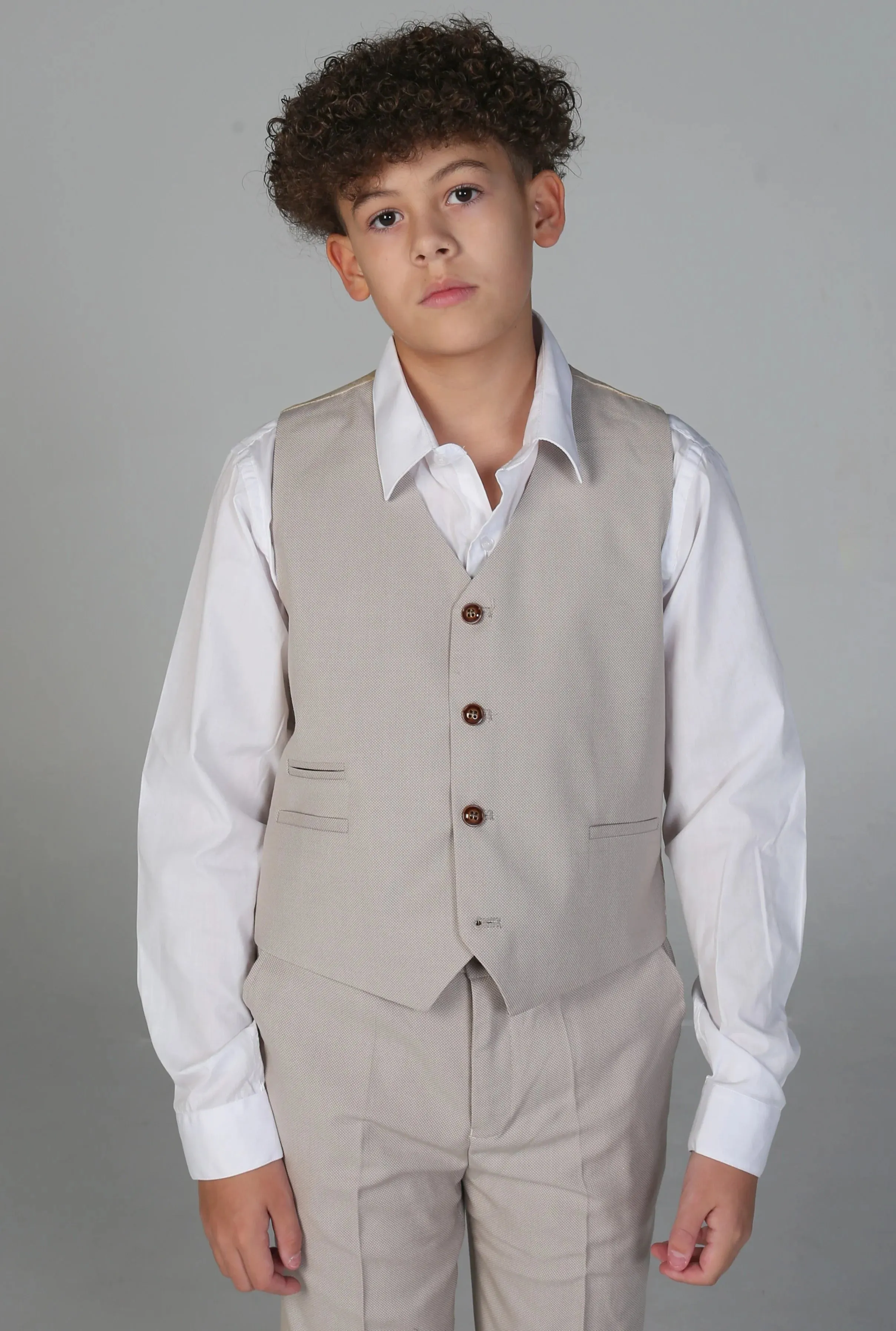 Mayfair - Boys Stone 3 Piece Classic Birdseye Wedding Suit sold by Tru Clothing product image thumbnail 5