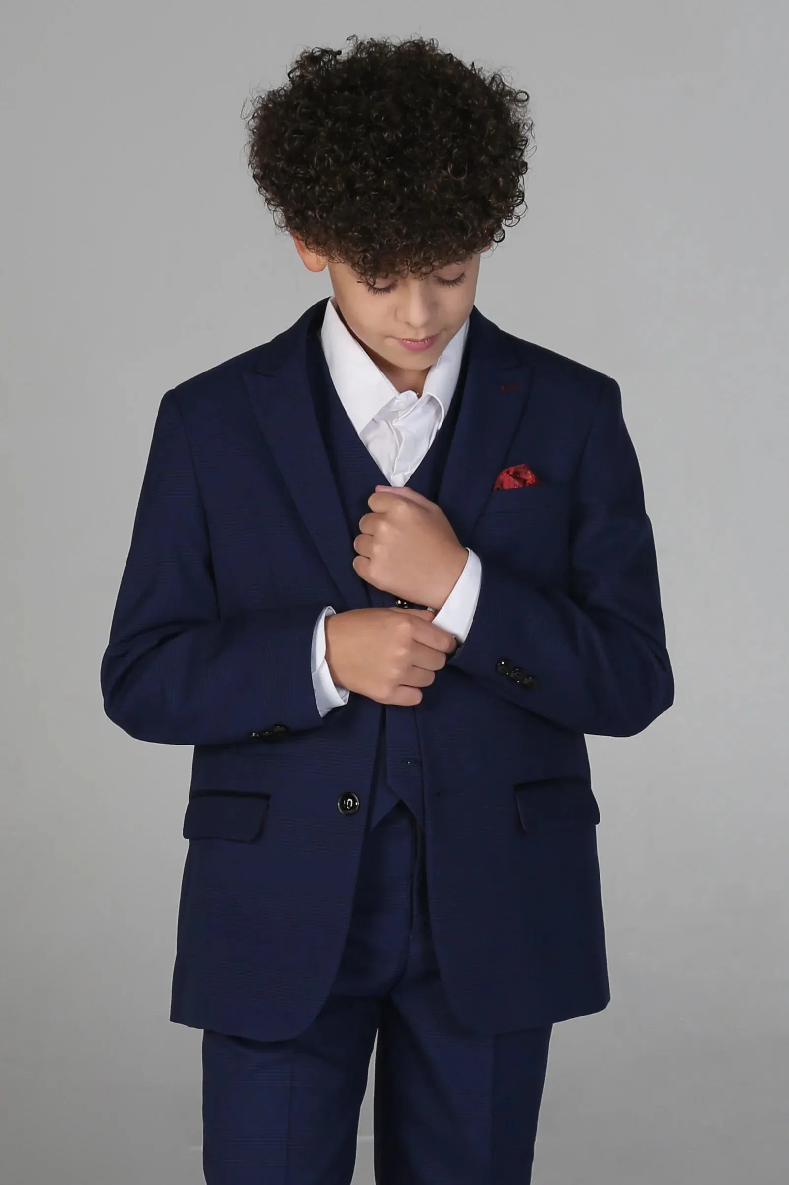 Mark - Boys Navy 3 Piece Check Suit sold by Tru Clothing