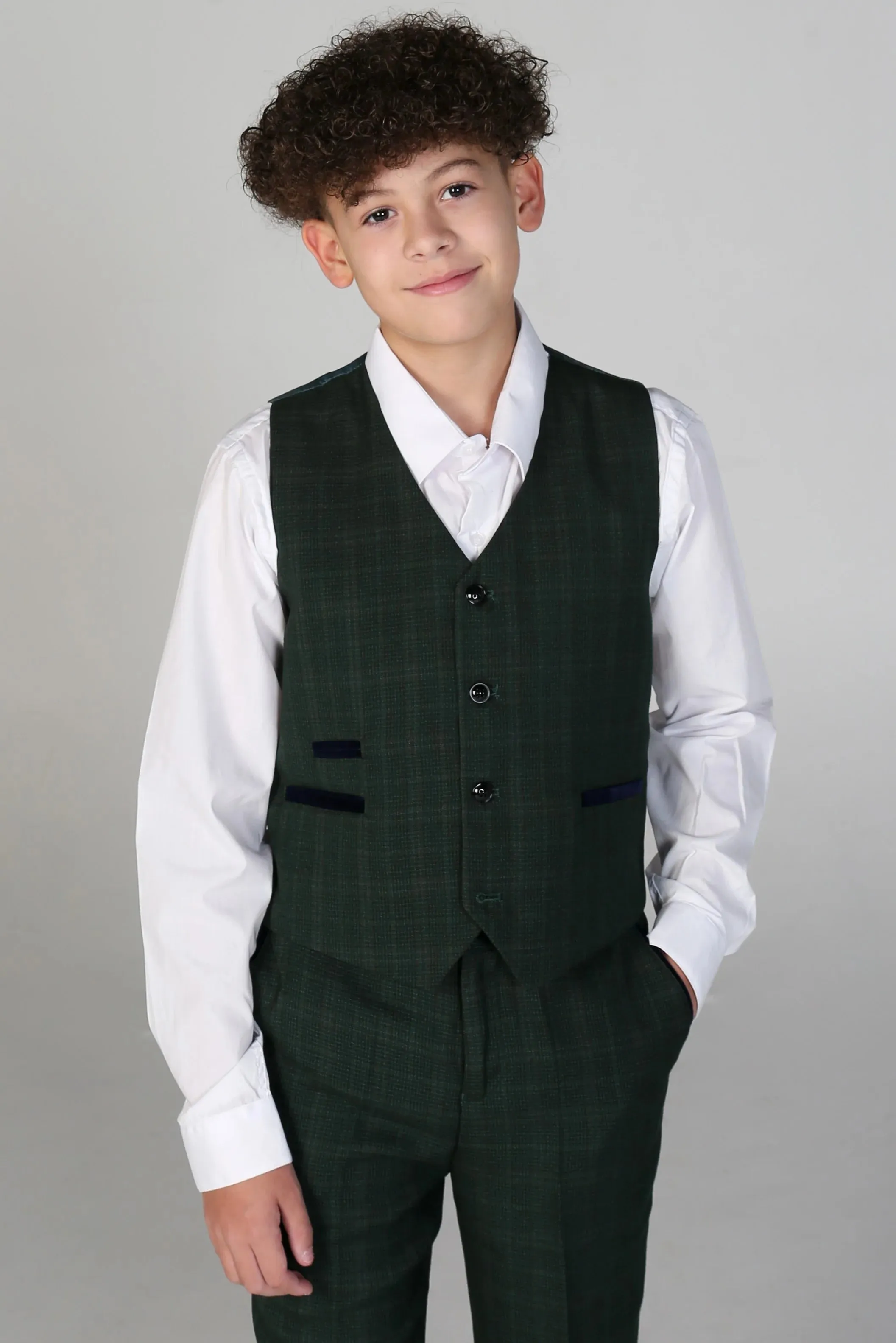 Leo - Boys Green 3 Piece Checked Suit sold by Tru Clothing product image thumbnail 5