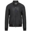 Men's Black Retro Real Leather Bomber Jacket sold by Tru Clothing