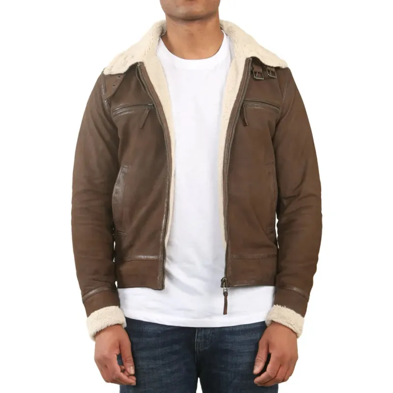 Men's Suede Pilot Aviator Leather Jacket sold by Tru Clothing