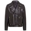 Men's Cow Hide Biker Brando Cross Zip Leather Jacket sold by Tru Clothing