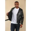 Men's Cow Hide Biker Brando Cross Zip Leather Jacket sold by Tru Clothing