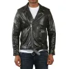 Men's Cow Hide Biker Brando Cross Zip Leather Jacket sold by Tru Clothing