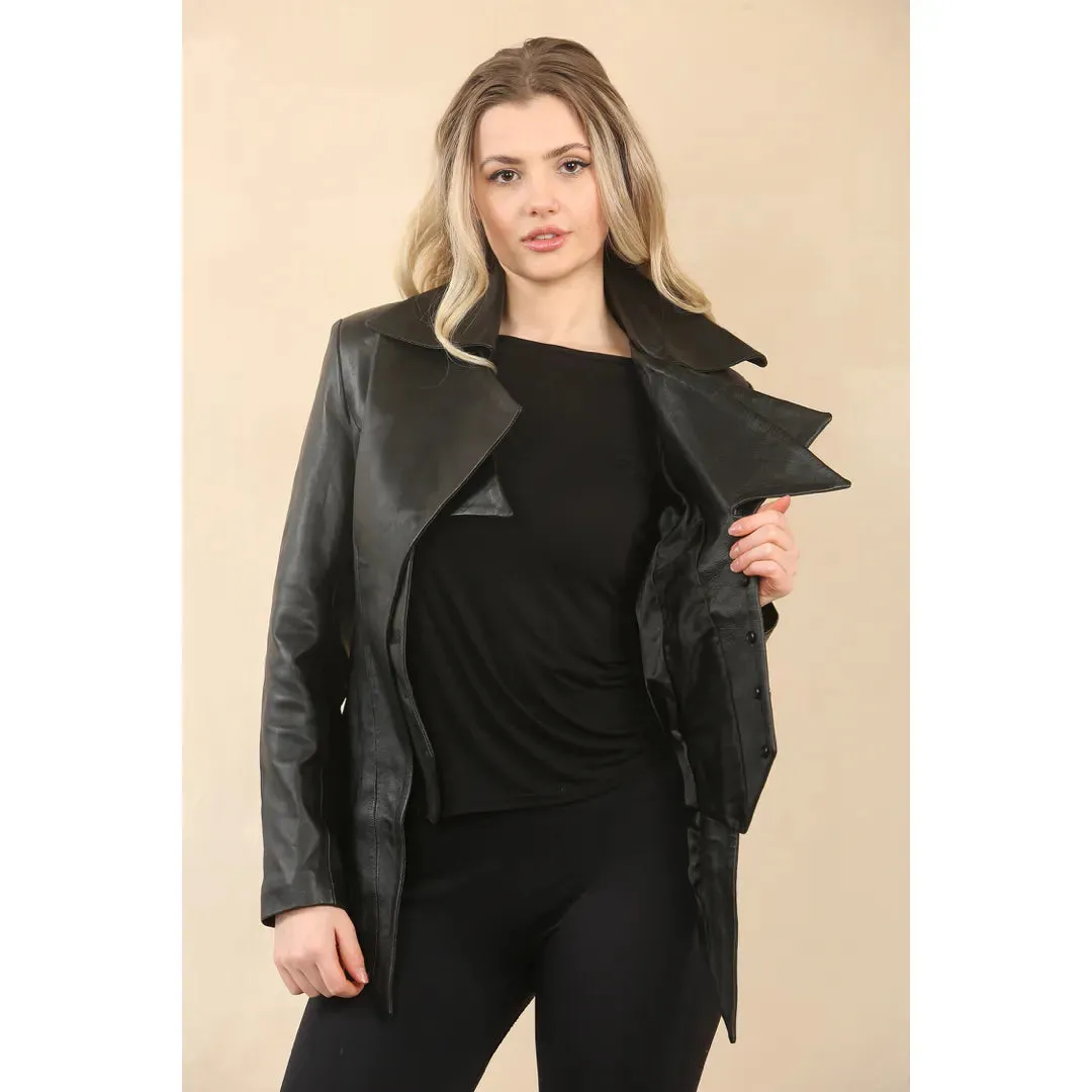 Women's Gothic Mid-Length Edwardian Leather Jacket sold by Tru Clothing product image thumbnail 2