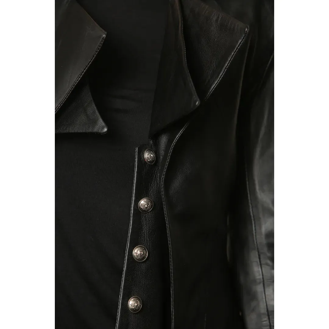 Women's Gothic Mid-Length Edwardian Leather Jacket sold by Tru Clothing product image thumbnail 4