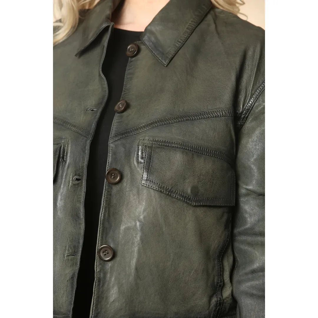 Women's Retro Classic Collar Biker Leather Jacket sold by Tru Clothing product image thumbnail 3