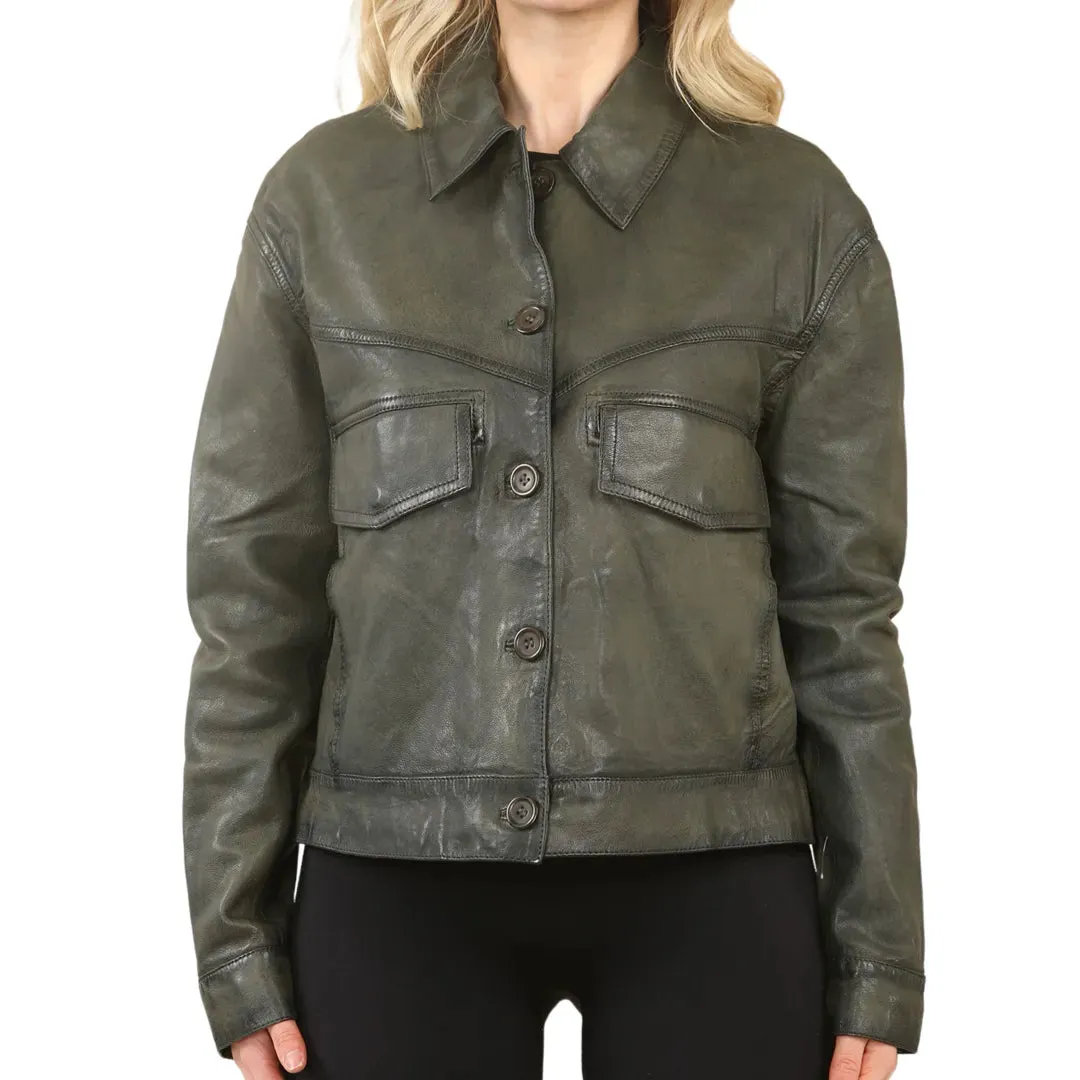 Women's Retro Classic Collar Biker Leather Jacket sold by Tru Clothing