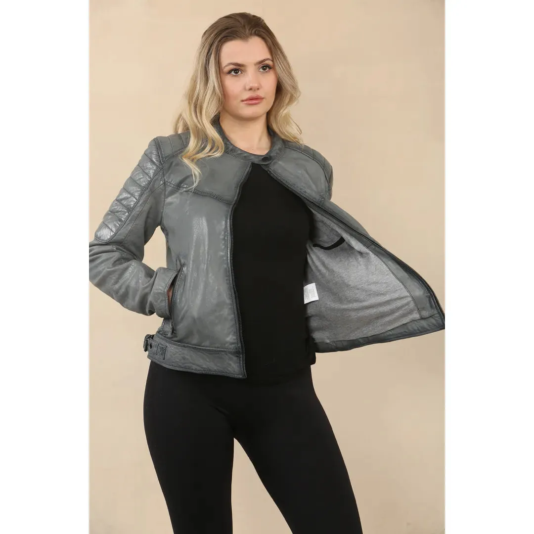 Women's Retro Quilted Leather Biker Jacket sold by Tru Clothing product image thumbnail 4